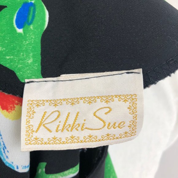 Vintage Rikki Sue Floral  Resort Top Retro Blouse Button Down Shirt 2XL - Picture 8 of 8